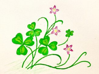 vẽ cỏ 3 lá hoạ tiết trang trí bìa sổ